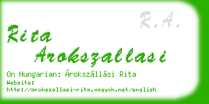 rita arokszallasi business card